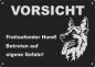 Preview: Aluminium Warnschild Deutscher Schäferhund VORSICHT Freilaufender Hund! Betreten auf eigene Gefahr!